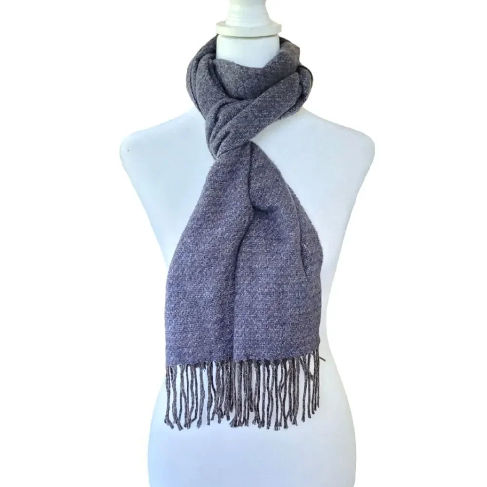 V. FRAAS Cashmink Scarf Brown & Blue with Fringe
